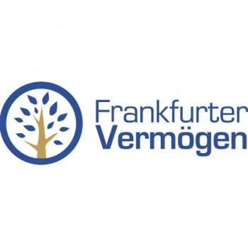 Logo von Frankfurter Vermögen mit stilisiertem Baum in einem blauen Kreis und dem Schriftzug „Frankfurter Vermögen